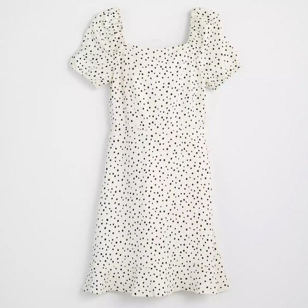 LOFT Polka Dot Puff Sleeve Dress– Size 6